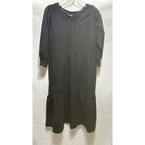 eShakti Womens L Cotton jersey ruched tier dress Casualwear, Work Casual